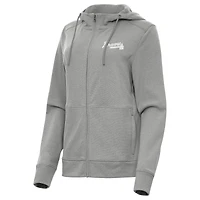 Women's Antigua Heather Gray Atlanta Braves Seeker Full-Zip Hoodie Jacket