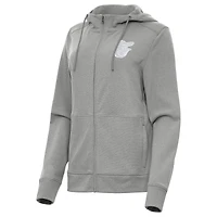 Women's Antigua Heather Gray Baltimore Orioles Seeker Full-Zip Hoodie Jacket