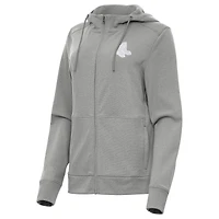 Women's Antigua Heather Gray Boston Red Sox Seeker Full-Zip Hoodie Jacket
