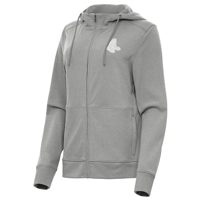 Women's Antigua Heather Gray Boston Red Sox Seeker Full-Zip Hoodie Jacket
