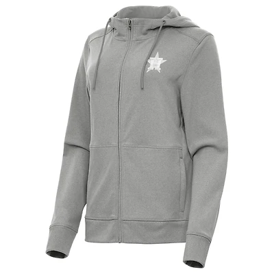 Women's Antigua Heather Gray Houston Astros Seeker Full-Zip Hoodie Jacket