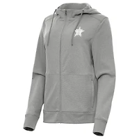 Women's Antigua Heather Gray Houston Astros Seeker Full-Zip Hoodie Jacket