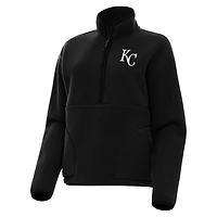 Women's Antigua Black Kansas City Royals Figure Half-Zip Sweatshirt