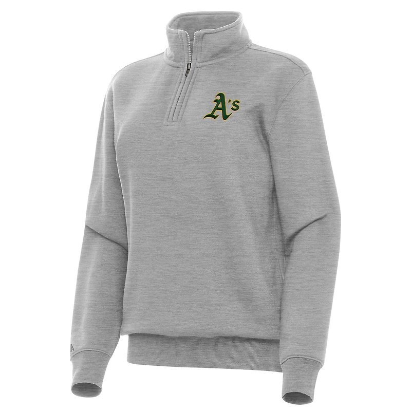 Women's Antigua Heather Gray Athletics Victory Quarter-Zip Sweatshirt