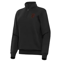 Women's Antigua Black San Francisco Giants Victory Quarter-Zip Sweatshirt