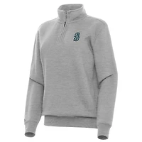 Women's Antigua Heather Gray Seattle Mariners Victory Quarter-Zip Sweatshirt