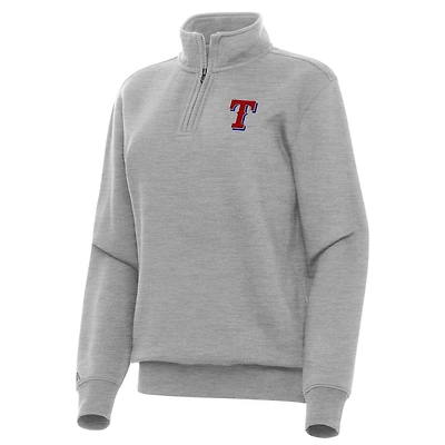 Women's Antigua Heather Gray Texas Rangers Victory Quarter-Zip Sweatshirt