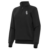 Women's Antigua Black Chicago White Sox Victory Quarter-Zip Sweatshirt