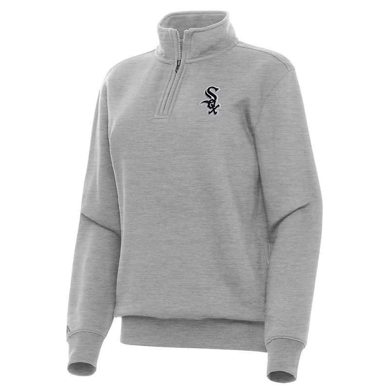Women's Antigua Heather Gray Chicago White Sox Victory Quarter-Zip Sweatshirt