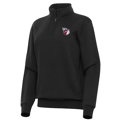 Women's Antigua Black Cleveland Guardians Victory Quarter-Zip Sweatshirt