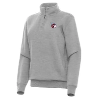 Women's Antigua Heather Gray Cleveland Guardians Victory Quarter-Zip Sweatshirt