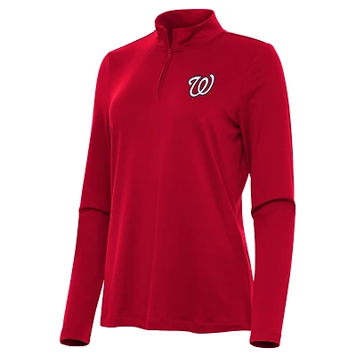 Women's Antigua Red Washington Nationals Reprocess Quarter-Zip Top