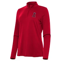 Women's Antigua Red Los Angeles Angels Reprocess Quarter-Zip Top