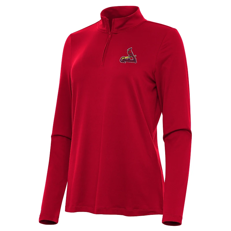 Women's Antigua Red St. Louis Cardinals Reprocess Quarter-Zip Top
