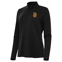 Women's Antigua Black San Diego Padres Reprocess Quarter-Zip Top