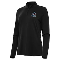 Women's Antigua Black Miami Marlins Reprocess Quarter-Zip Top