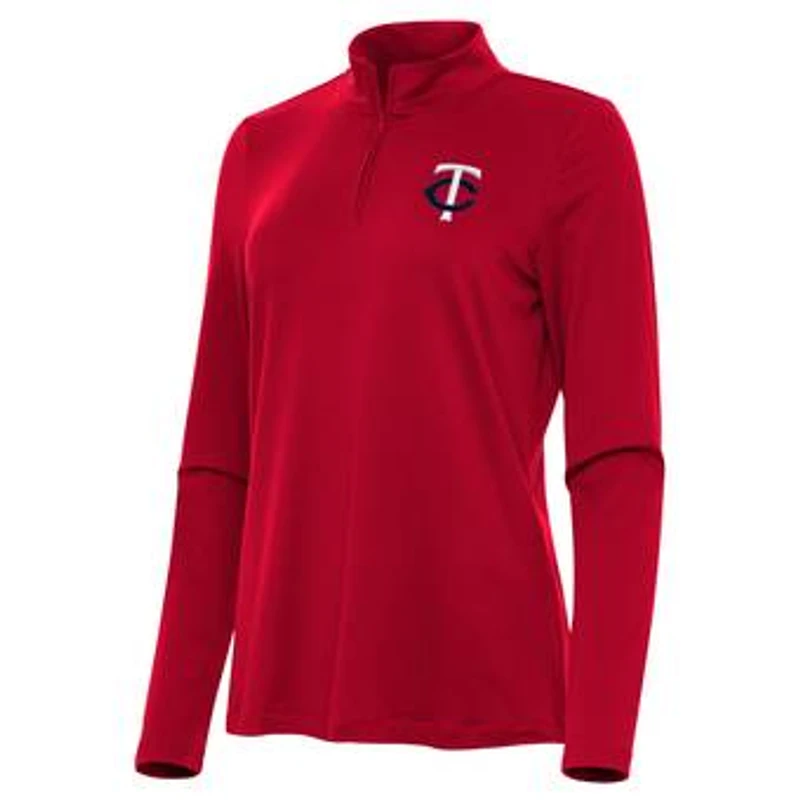 Women's Antigua Red Minnesota Twins Reprocess Quarter-Zip Top