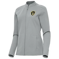 Women's Antigua  Gray Milwaukee Brewers Regard Full-Zip Jacket