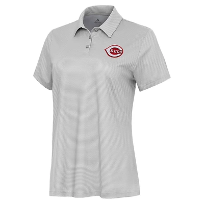 Women's Antigua White/Gray Cincinnati Reds Rings Polo