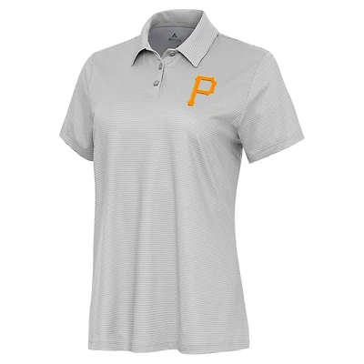 Women's Antigua White/Gray Pittsburgh Pirates Rings Polo