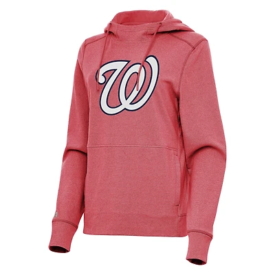 Women's Antigua Heather Red Washington Nationals Justice Pullover Hoodie