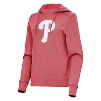 Women's Antigua Heather Red Philadelphia Phillies Justice Pullover Hoodie