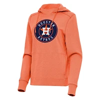 Women's Antigua Heather Orange Houston Astros Justice Pullover Hoodie