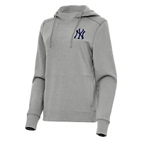 Women's Antigua Heather Gray New York Yankees Justice Pullover Hoodie