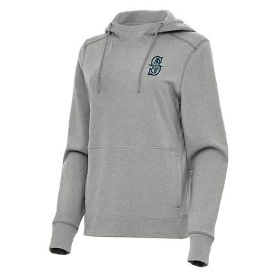 Women's Antigua Heather Gray Seattle Mariners Justice Pullover Hoodie