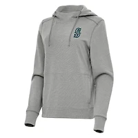 Women's Antigua Heather Gray Seattle Mariners Justice Pullover Hoodie