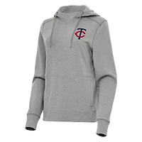 Women's Antigua Heather Gray Minnesota Twins Justice Pullover Hoodie