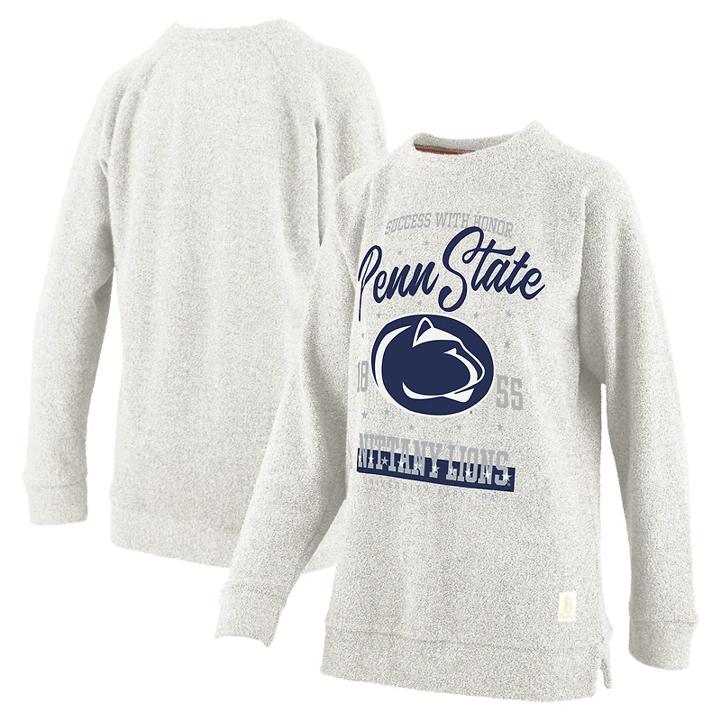 Women's Pressbox Oatmeal Penn State Nittany Lions Plus Size Comfy Cairo Terry Pullover Sweatshirt