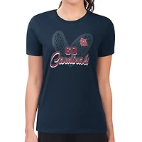 Women's G-III 4Her by Carl Banks Navy St. Louis Cardinals Super-Slim Fit Lightweight Leopard Heart T-Shirt