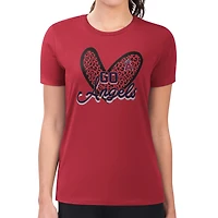 Women's G-III 4Her by Carl Banks Red Los Angeles Angels Super-Slim Fit Lightweight Leopard Heart T-Shirt