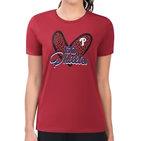 Women's G-III 4Her by Carl Banks Philadelphia Phillies Super-Slim Fit Lightweight Leopard Heart T-Shirt