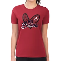Women's G-III 4Her by Carl Banks Atlanta Braves Super-Slim Fit Lightweight Leopard Heart T-Shirt