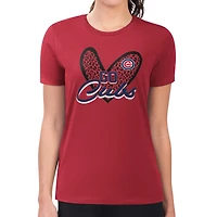 Women's G-III 4Her by Carl Banks Red Chicago Cubs Super-Slim Fit Lightweight Leopard Heart T-Shirt
