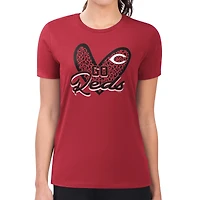 Women's G-III 4Her by Carl Banks Red Cincinnati Reds Super-Slim Fit Lightweight Leopard Heart T-Shirt