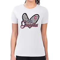 Women's G-III 4Her by Carl Banks White Cleveland Guardians Super-Slim Fit Lightweight Leopard Heart T-Shirt