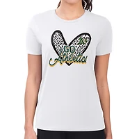 Women's G-III 4Her by Carl Banks White Athletics Super-Slim Fit Lightweight Leopard Heart T-Shirt