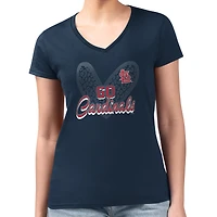 Women's G-III 4Her by Carl Banks Navy St. Louis Cardinals Super-Slim Fit Lightweight Leopard Heart V-Neck T-Shirt