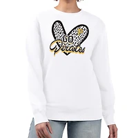 Women's G-III 4Her by Carl Banks White Pittsburgh Pirates Leopard Heart Pullover Sweatshirt