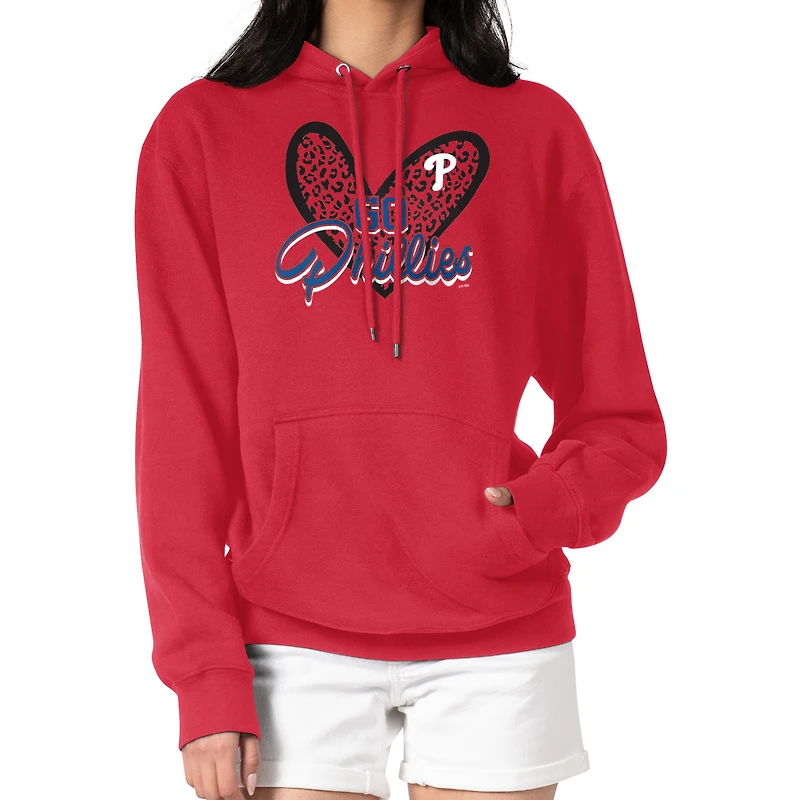 Women's G-III 4Her by Carl Banks Philadelphia Phillies Leopard Heart Pullover Hoodie