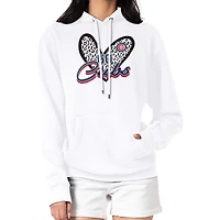 Women's G-III 4Her by Carl Banks White Chicago Cubs Leopard Heart Pullover Hoodie