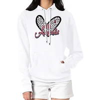 Women's G-III 4Her by Carl Banks White Los Angeles Angels Leopard Heart Pullover Hoodie
