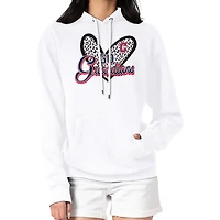 Women's G-III 4Her by Carl Banks White Cleveland Guardians Leopard Heart Pullover Hoodie
