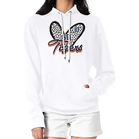 Women's G-III 4Her by Carl Banks White Detroit Tigers Leopard Heart Pullover Hoodie