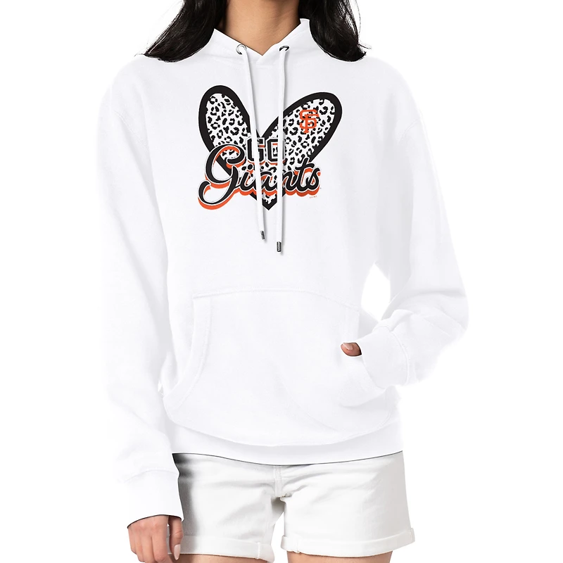 Women's G-III 4Her by Carl Banks White San Francisco Giants Leopard Heart Pullover Hoodie