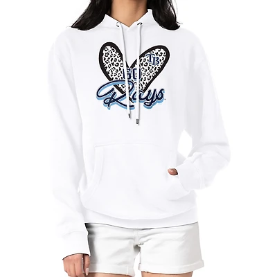 Women's G-III 4Her by Carl Banks White Tampa Bay Rays Leopard Heart Pullover Hoodie