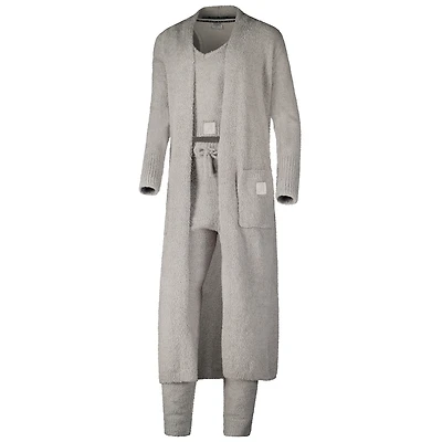 Women's Tan Alabama Crimson Tide Three-Piece Fuzzy Knit Cropped Tank Top, Jogger Pants & Longline Cardigan Set